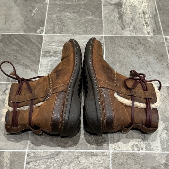 UGG Australia La Jolla Brown Leather Ankle Boots Size 8 Goober Winter - Picture 7 of 12